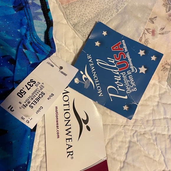 Motionwear Blue Athletic Kids Girls Romper Tank Shorts Leotard NEW IC 6X-7 NWT - Picture 2 of 5